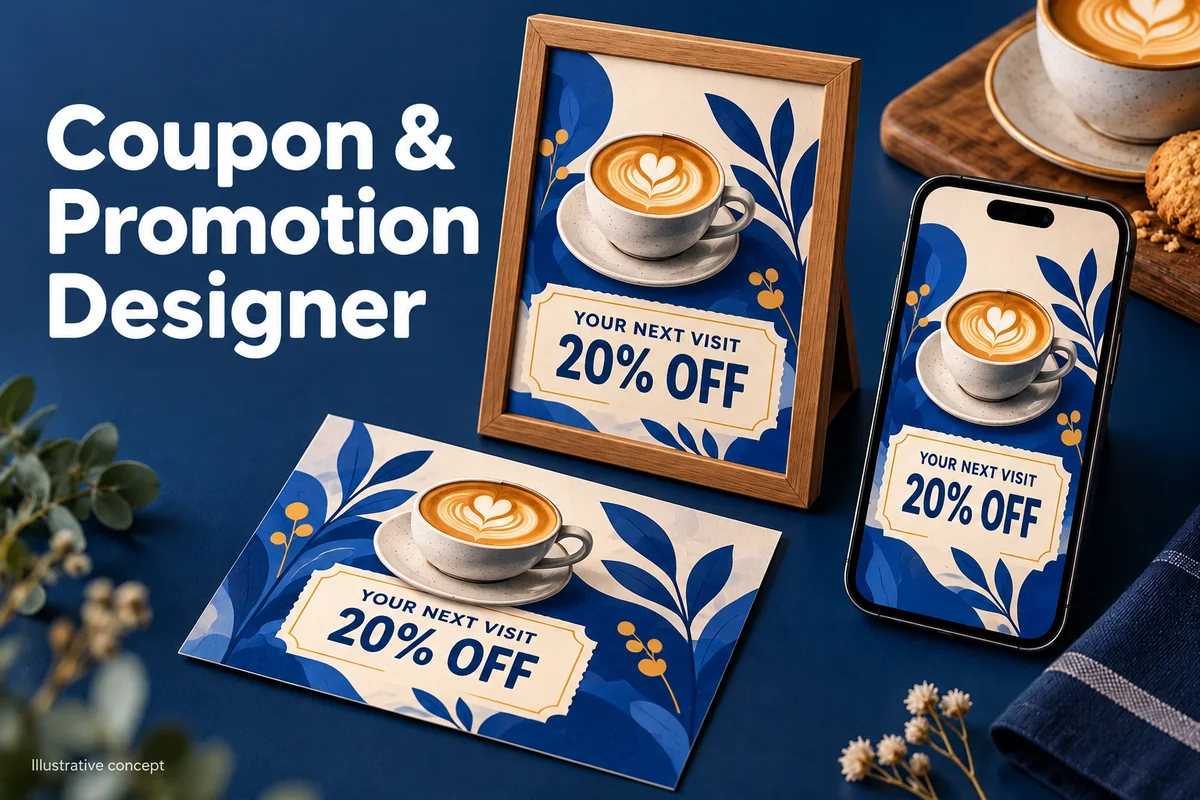 Coupon & Promotion Designer illustrative cover
